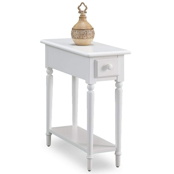 Homestock Old World Charm Narrow Chairside Table with Shelf, 10" L x 24" W x 24" H - Ideal for Small Spaces, Soft Pecan Finish