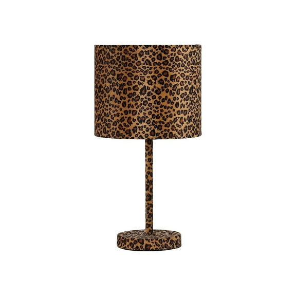 HomeStock Old World Opulence 19.25" One-Light Table Lamp with Leopard Pattern Metal Base and Faux Suede Shade - Stylish and Elegant Lighting for Any Room Decor