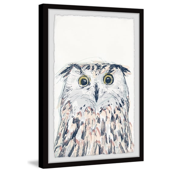Owl Portrait Framed Print - 30x20" Wall Art - Modern Home Decor - Abstract Painting - Digital Art