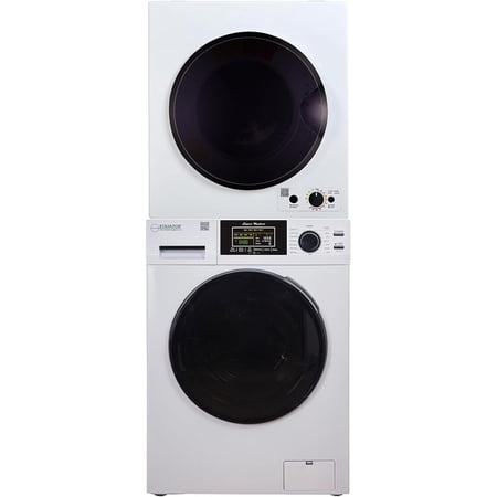 Homestock Old World Opulence Stackable Washer Dryer, 13 lbs Washer 3.5 cf Dryer, Pet Cycle, Memory Programs, Stainless Steel Drum