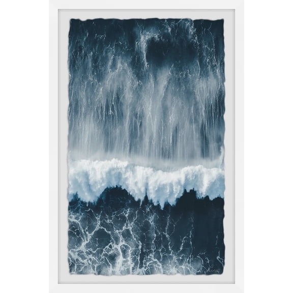 Waves Ocean Wall Art Print - Framed Canvas Painting - Large Home Decor - Modern Blue Wave Art - 18x12
