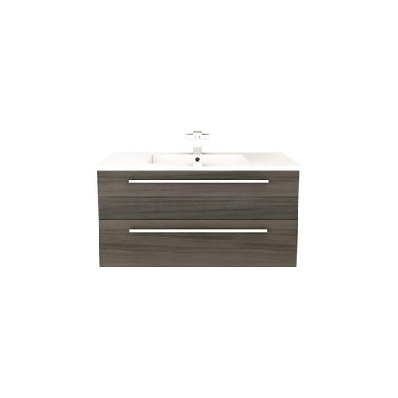 36 Inch Wall Mount Bathroom Vanity - Modern Vanity with Storage, 2 Drawers & Top