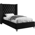 thumbnail image 1 of Homestock Gothic Grace Modern Contemporary Velvet Upholstered Bed with Deep Button Tufting, Solid Wood Frame, and Custom Chrome Legs-Color:Black,Size:Twin, 1 of 6