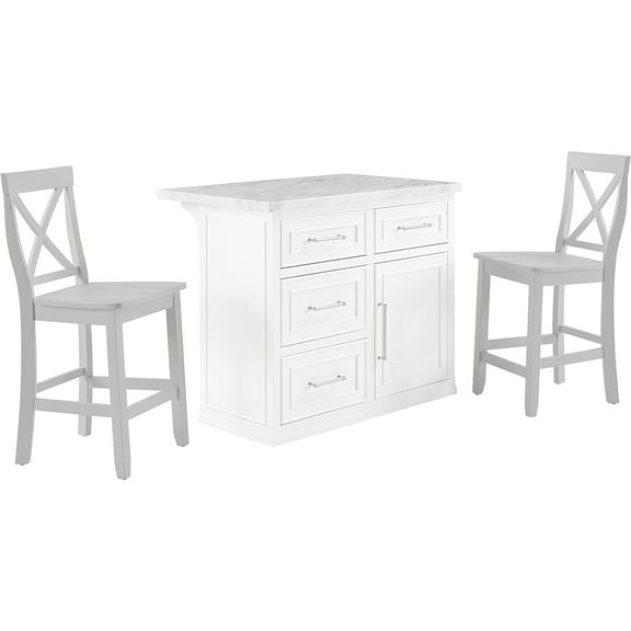 Homestock Renaissance Refinement Faux Marble Top Kitchen Island