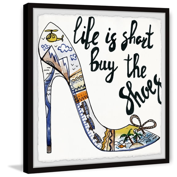 Framed Wall Art Print - Renaissance Refinement Shoes Painting - 24x24 Inch Home Decor