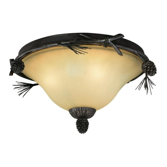 Homestock Renaissance Rhapsody 15.5-In W Bronze Rustic Pinecone Flush Mount Ceiling Light Fixture