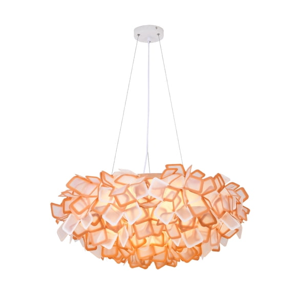 Homestock Renaissance Rhapsody Chandelier - White & Orange Acrylic Frame, 30.70" Diameter X 9.80" Height, Adjustable Cord Length, Color Temperature Of 4000K