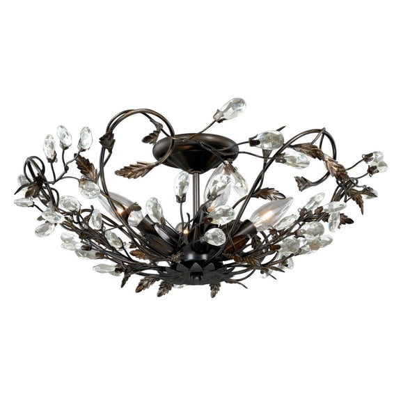 Bronze Flush Mount Ceiling Light - 19 Inch Renaissance Style - Semi Flush Fixture for Hallway, Bedroom, Living Room