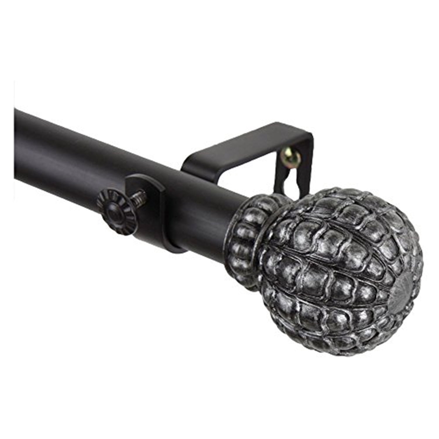 Decorative Window Curtain Rod - Tension Rod, Adjustable, Home Decor, Black Finish, 48 Inch Length