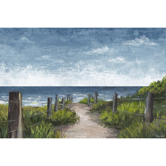 Coastal Canvas Wall Art Print - Ocean Beach Scene Painting on Wrapped Canvas - Home Decor