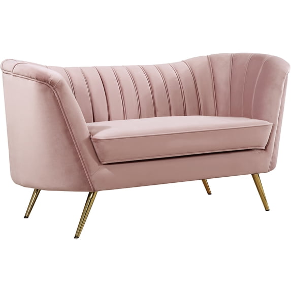 Homestock Renaissance Romance Pink Velvet Loveseat