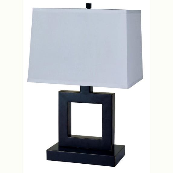 Homestock Retro Relaxation 100-Watt 3-Way Socket Metal Table Lamp with Fabric Shade, Nickel, Square Table Lamp, 14"D x 10"W x 22"H, White