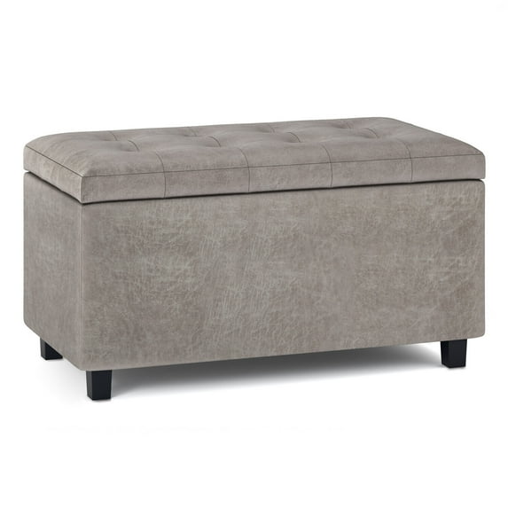Homestock Retro Relaxation 34 Inch Wide Rectangle Storage Ottoman