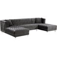 thumbnail image 1 of Homestock Retro Relaxation Grey Velvet 3pc. Sectional, 1 of 1