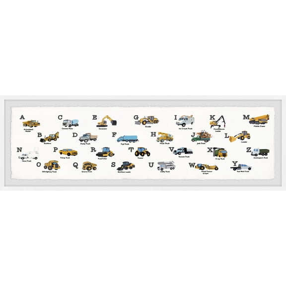 Retro Alphabet Truck Art Print - 30" X 10" Framed Wall Decor - Modern Vehicle Letter Painting for Home