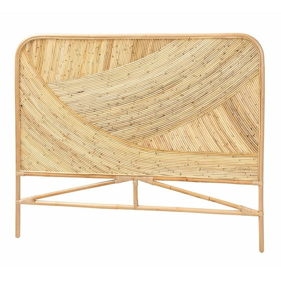Rattan Headboard Boho Modern Wall Decor 59.4" Natural Brown Bedroom Accent