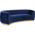 thumbnail image 1 of Homestock Retro Renaissance Navy Velvet Sofa, 1 of 10