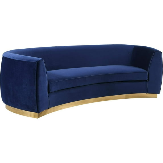 Homestock Retro Renaissance Navy Velvet Sofa