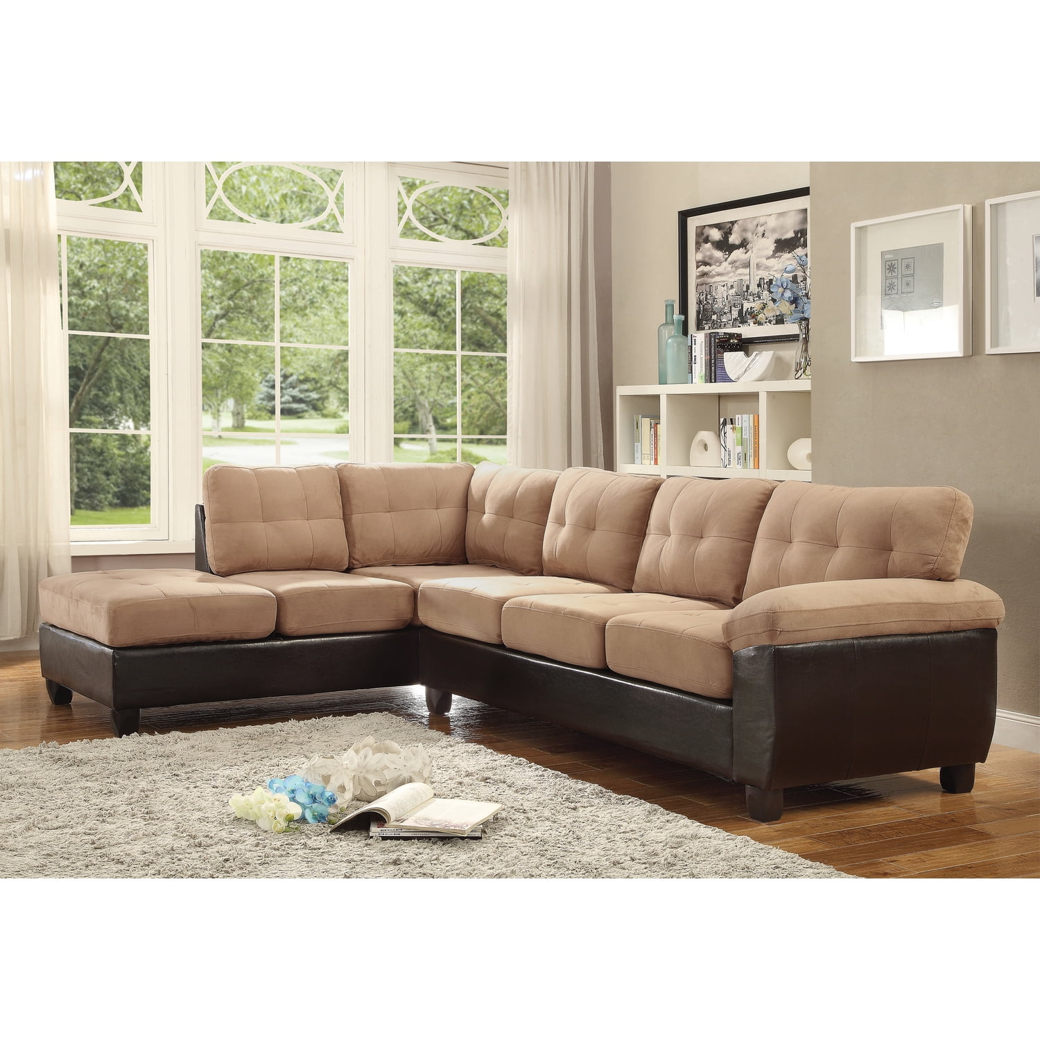 Homestock Retro Renaissance Sectional Sofa Mocha