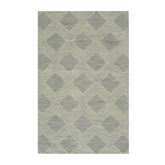 Blue Wool Rug 7x9 Modern Hand-Tufted Area Rug Plush Durable Floor Covering Transitional Design