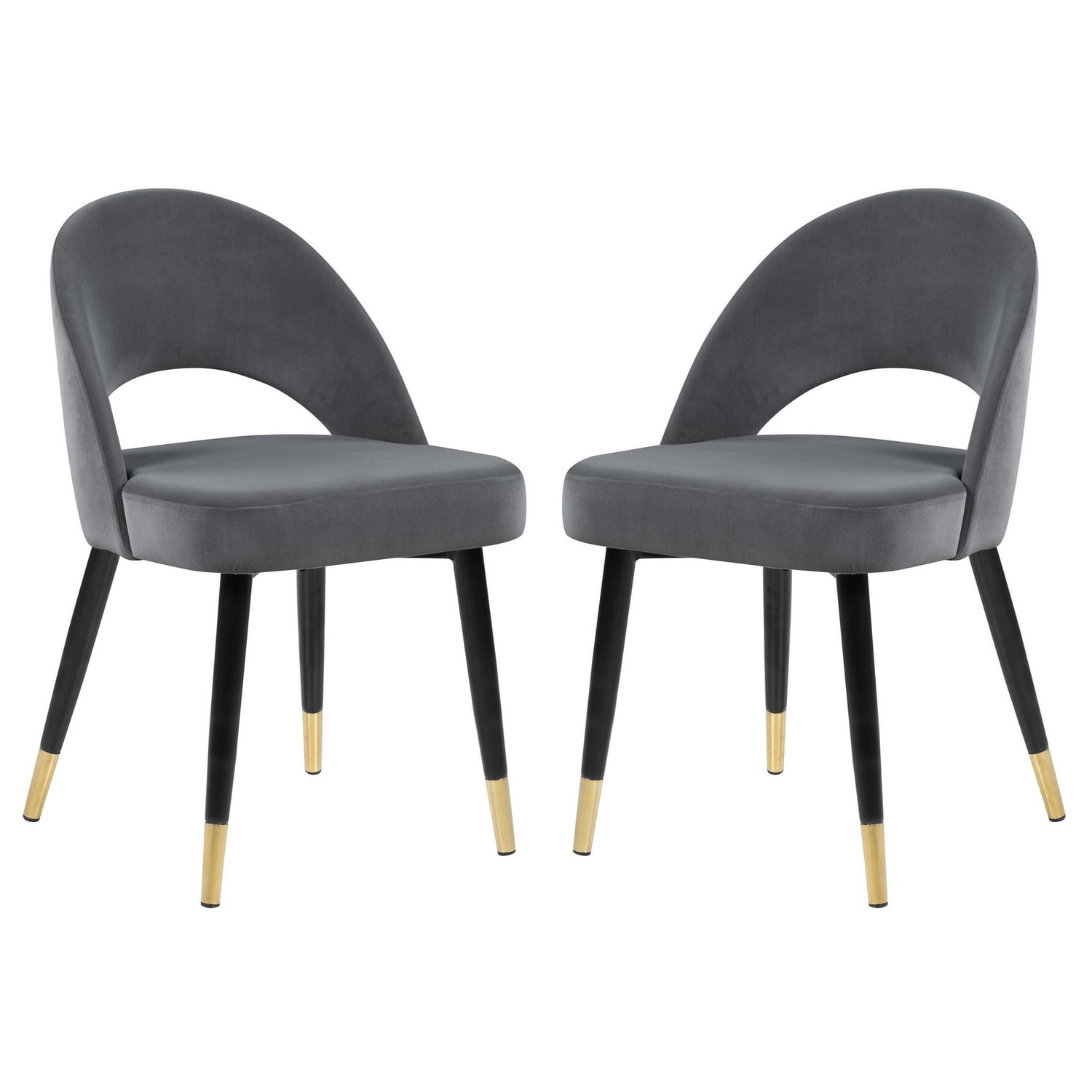 Gray Faux Leather Upholstered Side Chair with Gold Accents