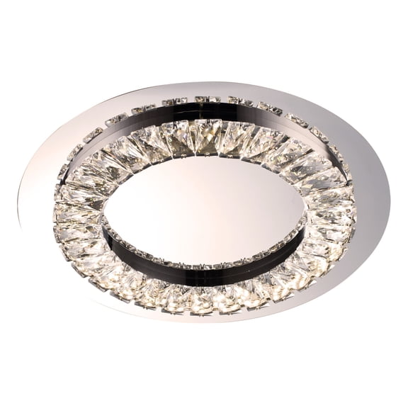 Retro Flush Mount Ceiling Light - Chrome Crystal Flushmount Modern Interior Lighting 14.9 Inch