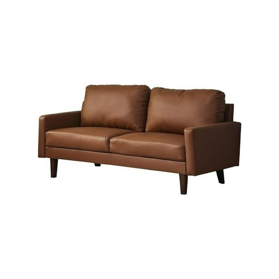 HomeStock Modern Motifs Stylish Modern Comfortable Couch for Living Room & Office Seating-Color:Brown,Size:Leather Sofa