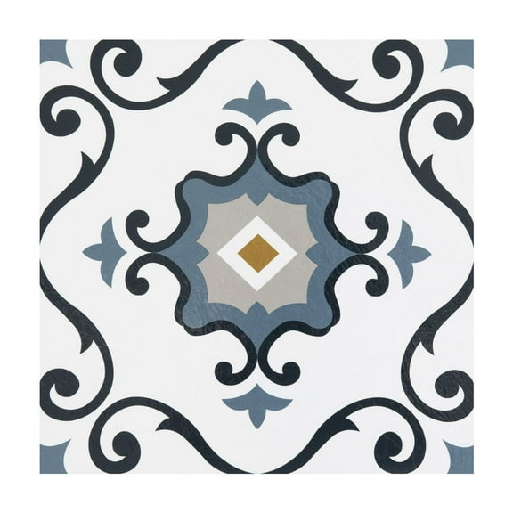 Homestock Rococo Radiance 12x12 Self-Adhesive Vinyl Floor Tile, Slate, 20 Tiles/20 Sq. Ft., Easy Peel & Stick Installation