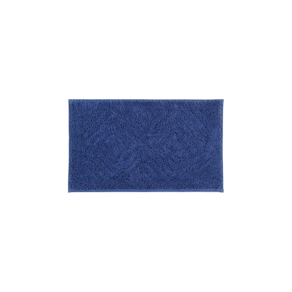 Homestock Rococo Radiance 25% Cotton & 75% Polyester 18" X 54" Runner Bath Rug, Blue - 18" X 54", Tufted Weave Type, Super Absorbent, Diamond Pattern