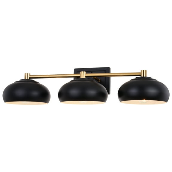 Homestock Rococo Radiance 3 Light Black And Brass Mid Century Modern Dome Bathroom Vanity Fixture