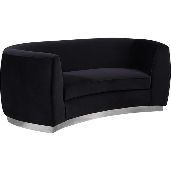 Homestock Rococo Radiance Black Velvet Loveseat