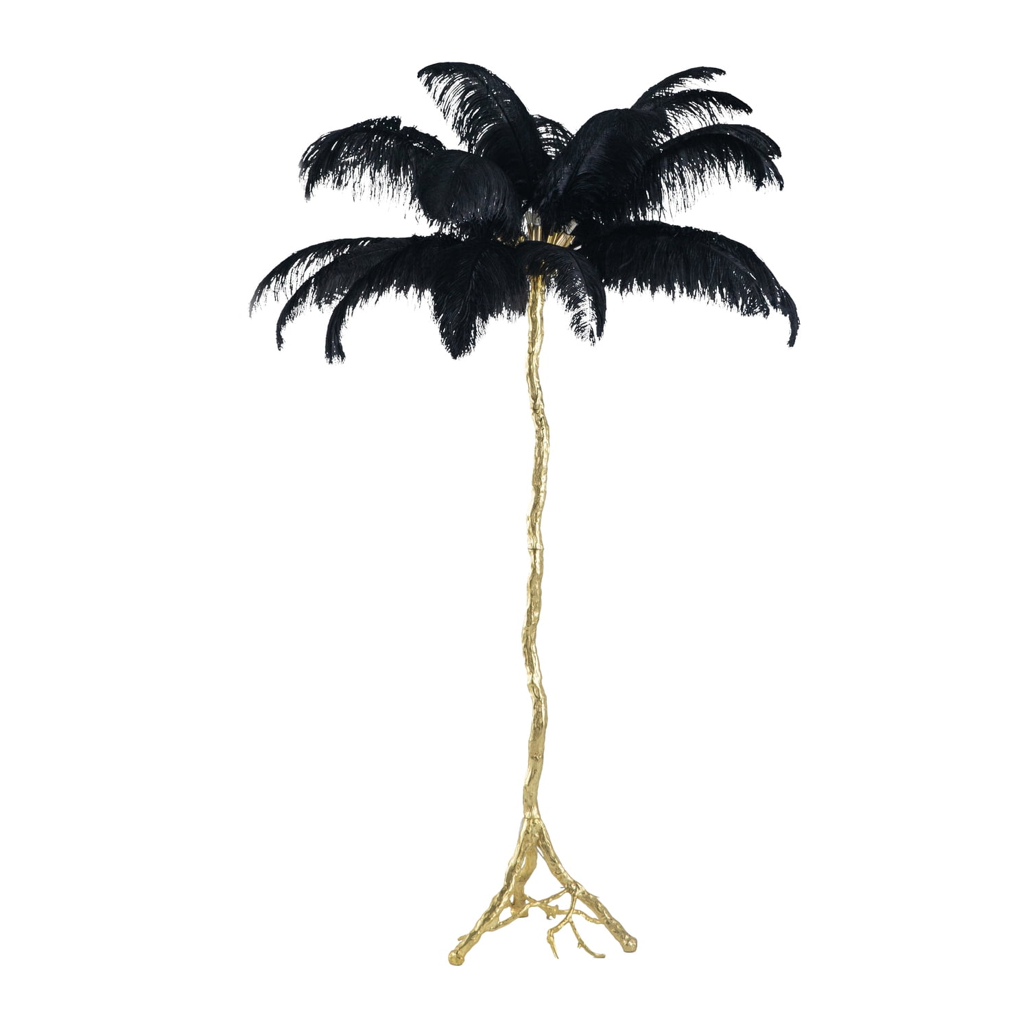 Feather Floor Lamp - Elegant Black Gold Lamp - Rococo Style Lighting for Living Room Bedroom