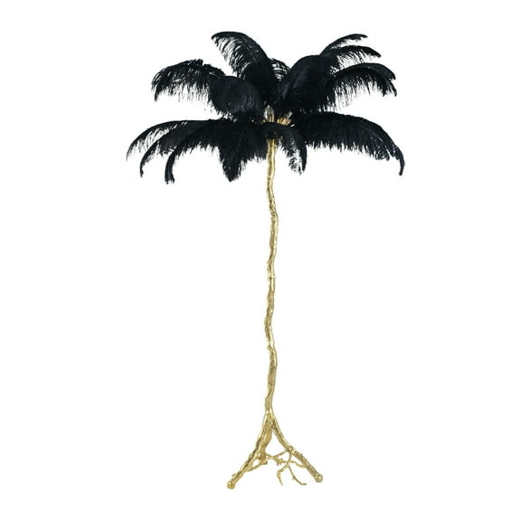 Feather Floor Lamp - Elegant Black Gold Lamp - Rococo Style Lighting for Living Room Bedroom