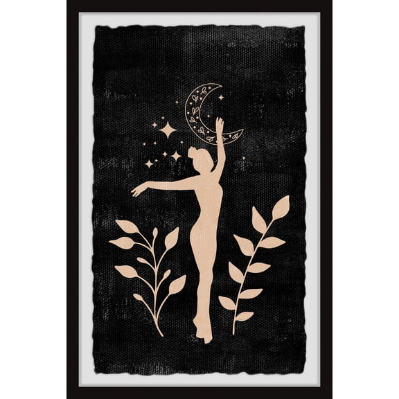Framed Wall Art Print - Ballet Dancer Silhouette Canvas Painting for Home Decor - 20x30