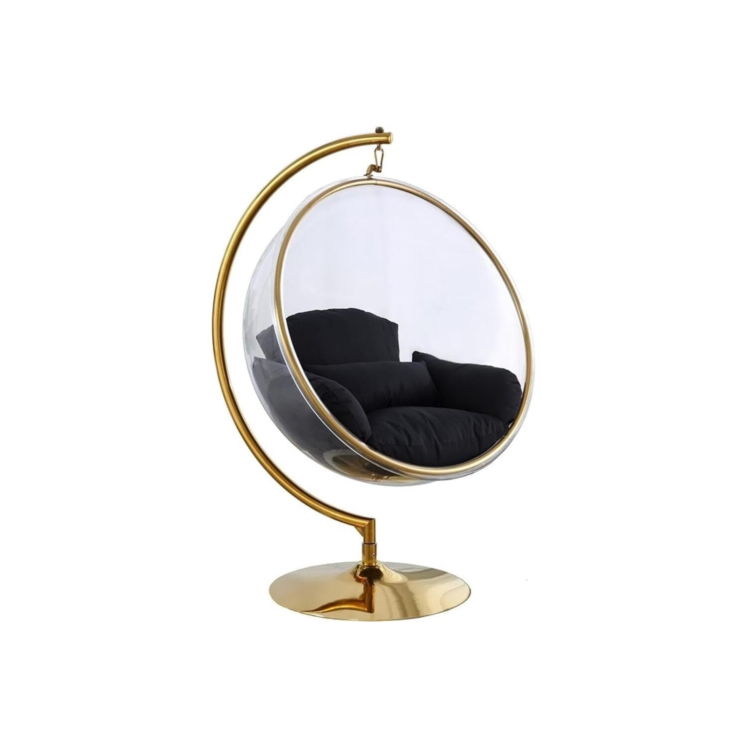 Luna Black and Gold Acrylic Swing Bubble Accent Chair, 41.5" W