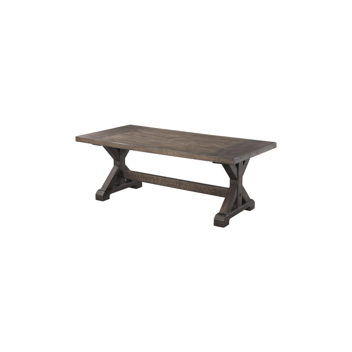 HomeStock Rococo Romance Trestle Coffee Table - Rustic Charm for Living  Rooms, Dark Walnut Finish with Distressed Markings, 24\, image size:1500x1500
