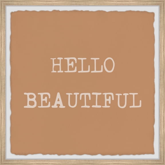 Hello Beautiful Wall Art Print - Framed Canvas Painting for Glam Room Decor - 18x18 Inch