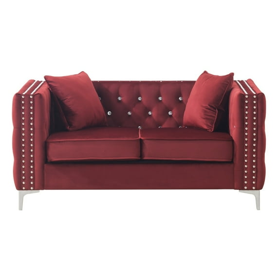 Homestock Rococo Romance Loveseat , Burgundy