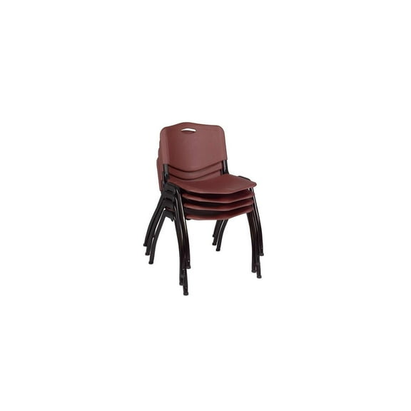 Homestock Rococo Romance Table & Chair Sets, Square Breakroom Table - Maple/ Chrome, And 4 Metal-Framed Plastic Chairs, Burgundy - Ergonomic Breakroom Furniture Set For Staff Break Room, Table & Chair