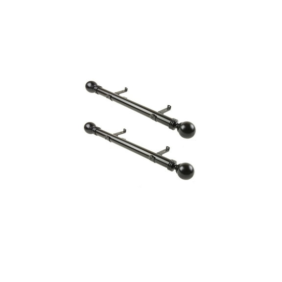 Elegant Black Curtain Rods - Set of 2, 24 Inch Rods with Finials, Single Rods for Windows