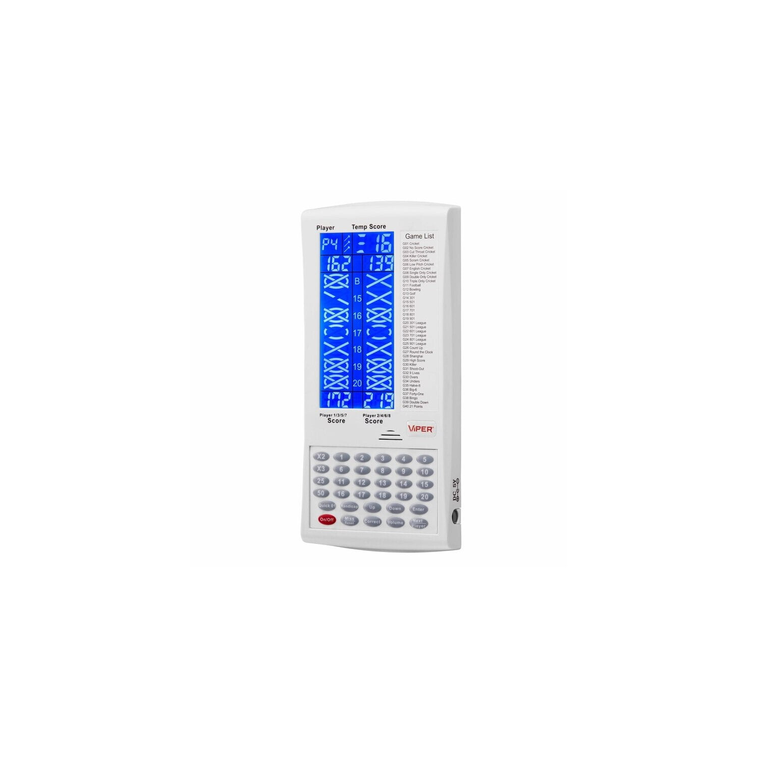 Viper White Electronic Dart Scorer with Backlit Display
