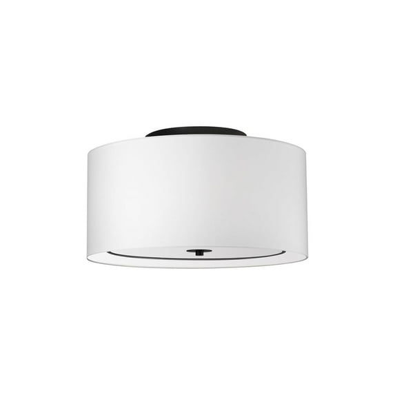 Homestock Rustic Recluse 3 Light Incandescent Flush Mount, Matte Black With White Shade