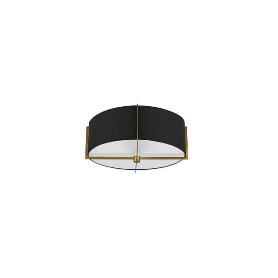 3-Light Semi-Flush Mount Ceiling Light - Rustic Brass & Black Farmhouse Style