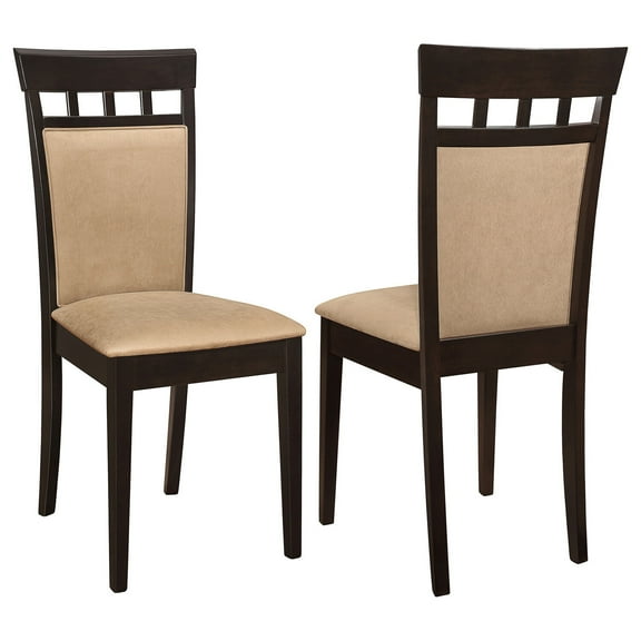 Rustic Dining Chairs (2-Pack) - Cappuccino Tan Upholstered Side Chairs - Stylish Comfortable Seating