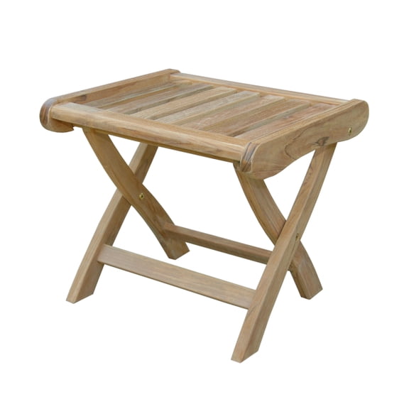 Teak Foot Stool Folding OttomanRustic Side TableSolid Wood FootrestHome & Patio Furniture