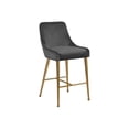 thumbnail image 1 of African Artifacts Modern, Contemporary Velvet Upholstered Counter Stool with Polished Gold Metal Legs, Set of 2, 23" W x 21" D x 40" H, Ideal for Bar and Pub Height Tables, 1 of 6