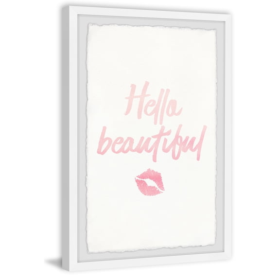 Rustic Hello Beautiful Wall Art Print - 45x30" Framed Home Decor - Abstract Modern Digital Art for Living Room