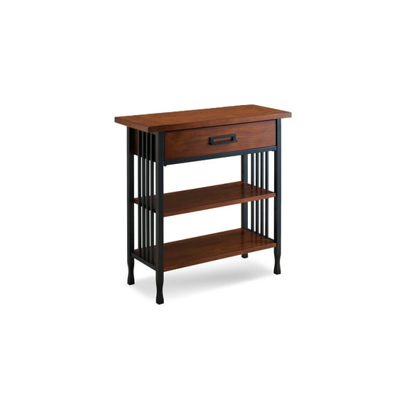 Rustic Bookcase with Drawer - Storage Bookcase, Mission Style, Black & Oak Finish, Modern Book Shelf