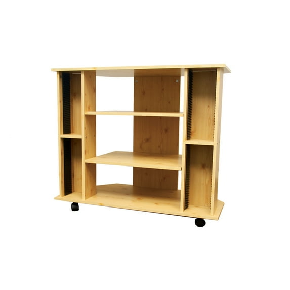 Corner TV Stand Rustic Design - Space Saving Unit for 35 Inch TVs - Media Storage with Shelves