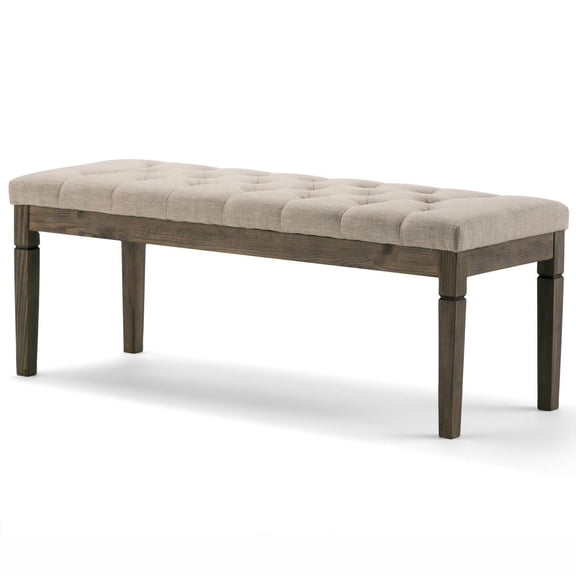 Homestock Rustic Retreat 48 Inch Wide Traditional Rectangle Tufted Ottoman Bench